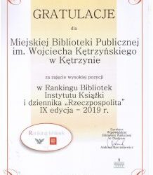 Miejska Biblioteka Publiczna w ogólnopolskim rankingu bibliotek